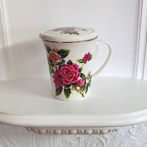 Vintage Adeline tea mug, fine porcelain  Italian floral design